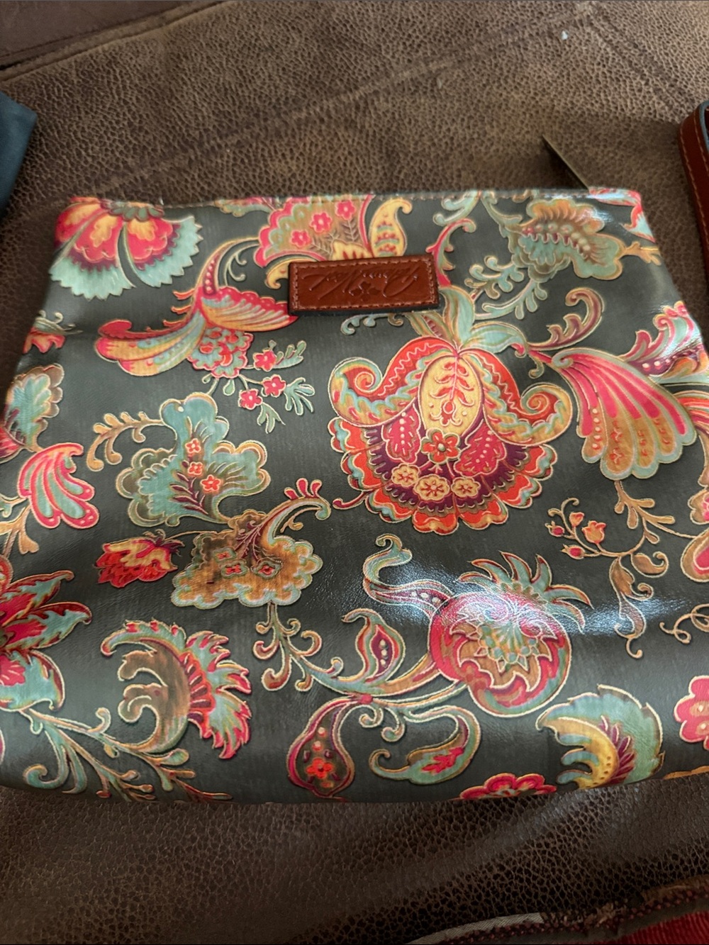 Patricia Nash Valerie Foldover, Italian Leather Paisley Clutch - Picture 3 of 6